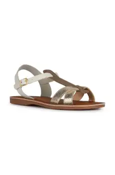 Geox sandale din piele pentru copii culoarea auriu imagine