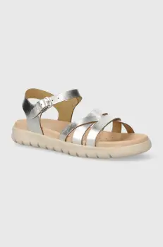 Geox sandale din piele pentru copii SANDAL SOLEIMA culoarea argintiu imagine