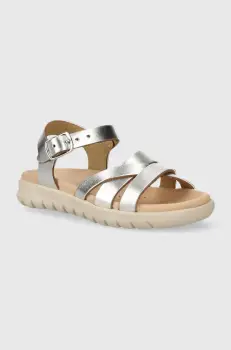 Geox sandale din piele pentru copii SANDAL SOLEIMA culoarea argintiu imagine