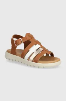 Geox sandale din piele pentru copii SANDAL SOLEIMA culoarea maro imagine