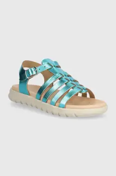 Geox sandale din piele pentru copii SANDAL SOLEIMA culoarea verde imagine