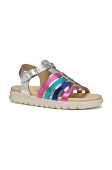 Geox sandale din piele pentru copii SANDAL SOLEIMA culoarea verde imagine