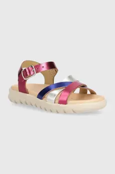 Geox sandale din piele pentru copii SANDAL SOLEIMA culoarea violet imagine