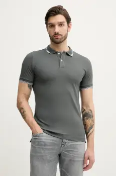 Geox tricou polo barbati, culoarea gri, neted, M5510R T3236 imagine