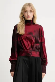 Gestuz bluza culoarea bordo, cu imprimeu, 10910632 imagine