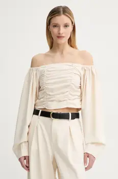 Gestuz bluza din amestec de lana culoarea bej, uni, 10910014 imagine