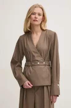 Gestuz bluza femei, culoarea maro, neted, 10909755 imagine