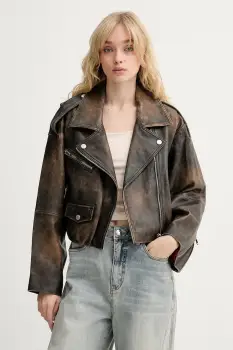 Gestuz geaca de biker pentru femei, din piele GZdiana imagine