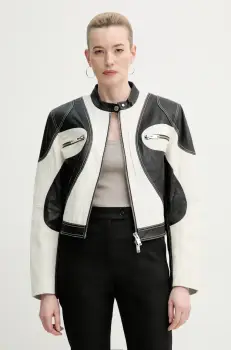 Gestuz geaca de piele culoarea negru, de tranzitie, 10909932 imagine