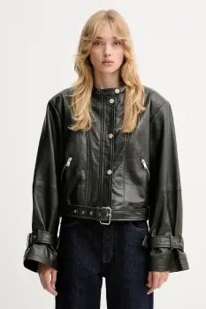 Gestuz geaca de piele culoarea verde, de tranzitie, 10910734 imagine