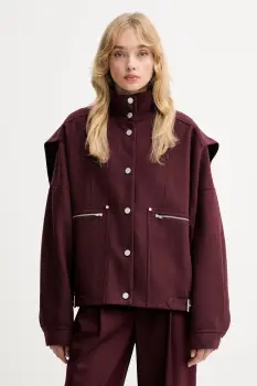 Gestuz geaca din amestec de lana culoarea bordo, de tranzitie, oversize, 10910610 imagine