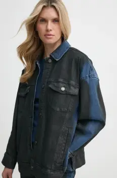 Gestuz geaca din denim femei, culoarea negru, de tranzitie, 10909773 imagine