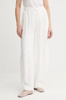 Gestuz pantaloni culoarea bej, lat, high waist, 10910440 imagine