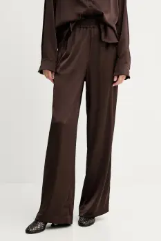 Gestuz pantaloni culoarea maro, drept, high waist, 10910262 imagine