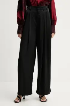 Gestuz pantaloni culoarea negru, lat, high waist, 10910805 imagine