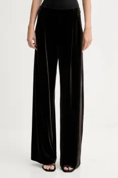 Gestuz pantaloni de catifea culoarea maro, lat, high waist, 10910718 imagine