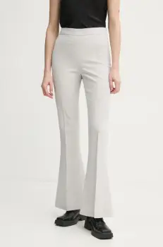 Gestuz pantaloni din lana culoarea gri, evazati, high waist, 10909753 imagine