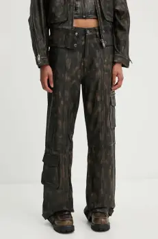 Gestuz pantaloni femei, culoarea negru, drept, high waist, 10909474 imagine