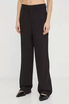 Gestuz pantaloni femei, culoarea negru, drept, high waist imagine