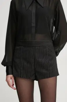 Gestuz pantaloni scurti femei, culoarea negru, cu imprimeu, medium waist, 10910024 imagine