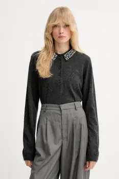 Gestuz pulover de lana culoarea gri, light, 10910778 imagine