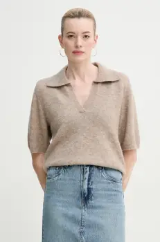 Gestuz pulover de lana femei, culoarea bej, light, 10910035 imagine