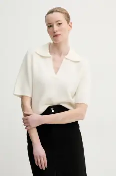 Gestuz pulover de lana femei, culoarea bej, light, 10910035 imagine