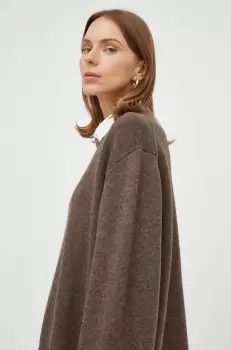 Gestuz pulover de lana femei, culoarea maro imagine