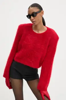 Gestuz pulover de lana femei, culoarea rosu, 10908339 imagine