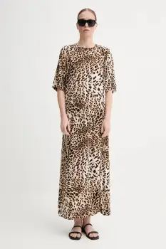 Gestuz rochie culoarea bej, maxi, dreapta, 10910177 imagine