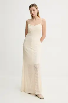 Gestuz rochie culoarea bej, maxi, drept, 10909573 imagine