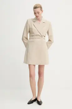 Gestuz rochie culoarea bej, mini, drept, 10909870 imagine