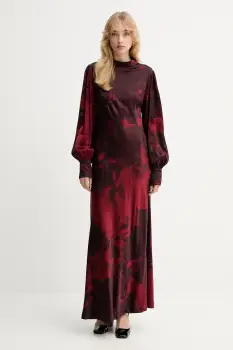 Gestuz rochie culoarea bordo, maxi, evazati, 10910631 imagine