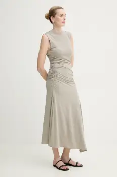 Gestuz rochie culoarea gri, maxi, evazati, 10909967 imagine