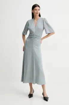 Gestuz rochie culoarea gri, midi, evazati, 10909893 imagine