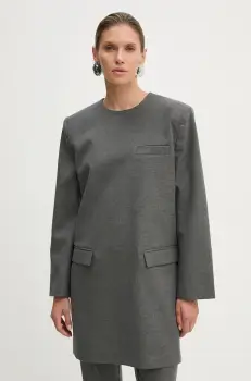 Gestuz rochie culoarea gri, mini, drept, 10909408 imagine