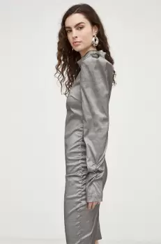 Gestuz rochie culoarea gri, mini, mulata imagine