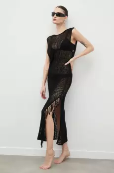 Gestuz rochie culoarea negru, maxi, drept imagine