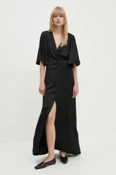 Gestuz rochie culoarea negru, maxi, evazati, 10909520 imagine