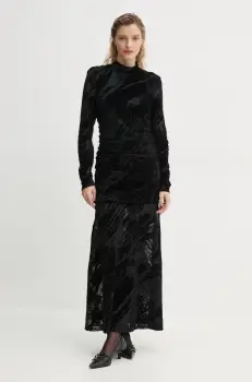 Gestuz rochie culoarea negru, maxi, mulata, 10909571 imagine