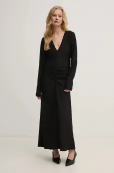 Gestuz rochie culoarea negru, maxi, mulata, 10909686 imagine