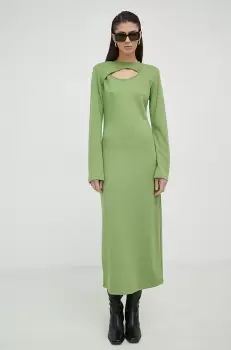 Gestuz rochie culoarea verde, midi, drept imagine