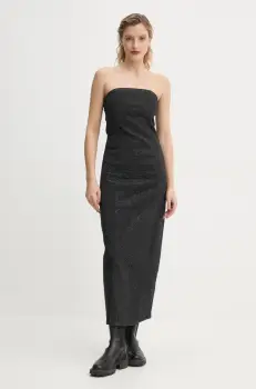 Gestuz rochie jeans culoarea negru, midi, mulata, 10909558 imagine