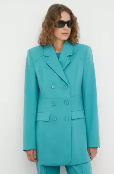 Gestuz sacou Caisa culoarea verde, cu doua randuri de nasturi, neted imagine