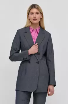 Gestuz sacou culoarea albastru marin, cu doua randuri de nasturi, modelator imagine