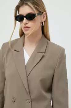 Gestuz sacou culoarea maro, cu doua randuri de nasturi, neted imagine