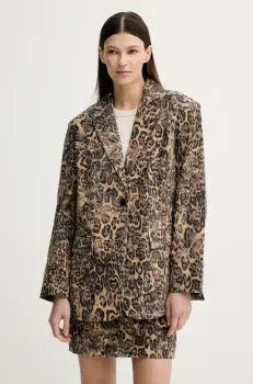 Gestuz sacou de piele culoarea bej, un singur rand de nasturi, modelator, 10909938 imagine