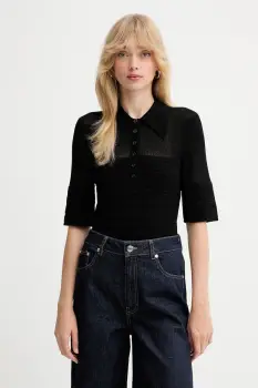 Gestuz tricou polo culoarea negru, 10910514 imagine