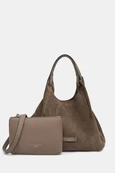 Gianni Chiarini geanta de mana din piele intoarsa DUA culoarea verde, BS.9779.CM imagine