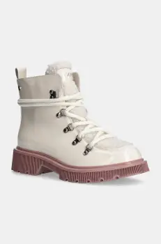 GOE botine femei, culoarea bej, cu toc plat, izolat, MM2N4083 WHITE imagine